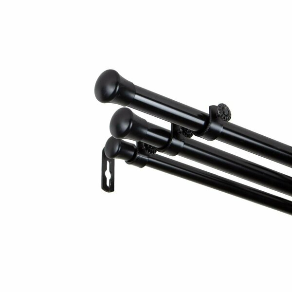 Kd Encimera 0.8125 in. Triple Curtain Rod with 120 to 170 in. Extension, Black KD3180559